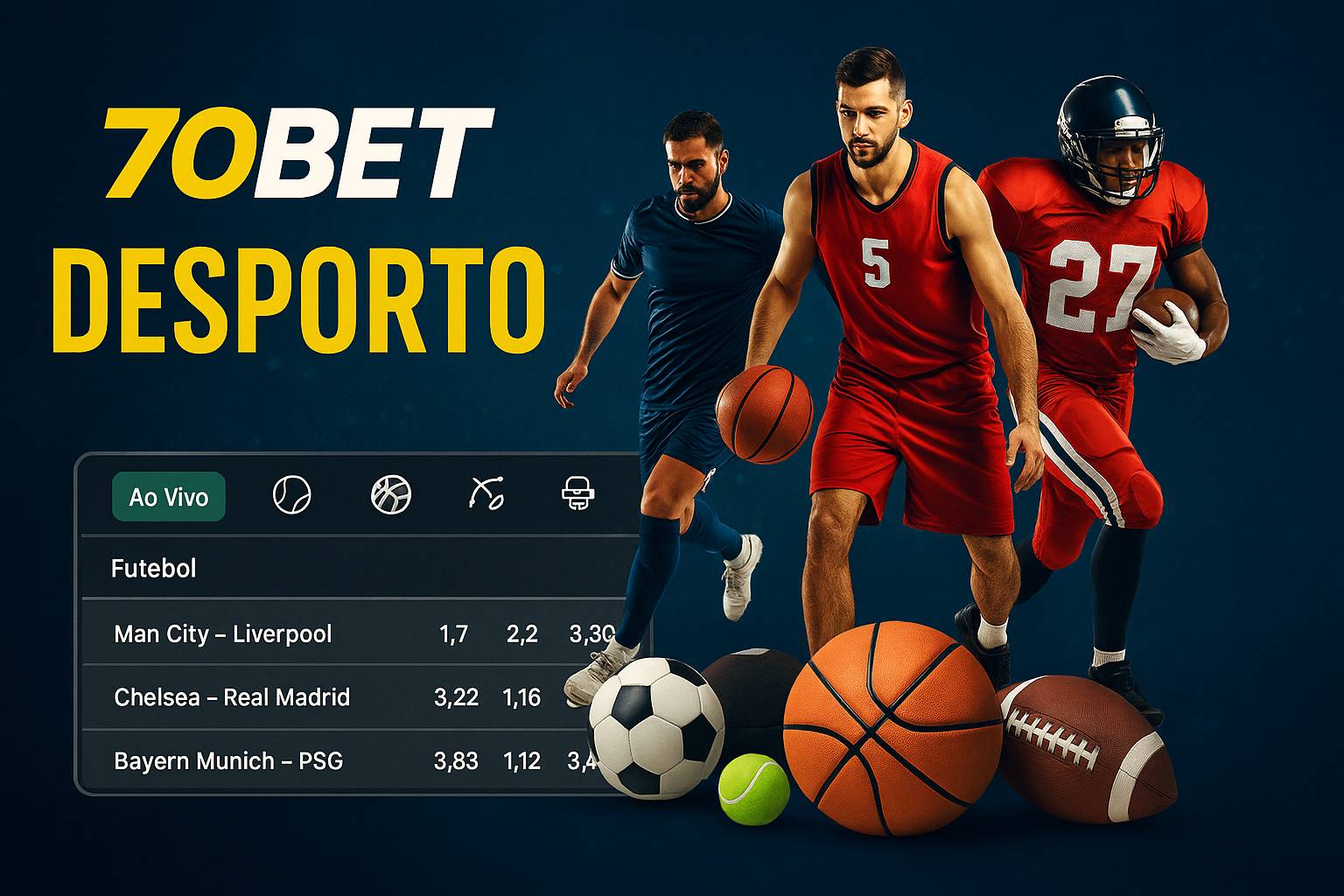 Aposte em apostas esportivas no cassino online 70BET