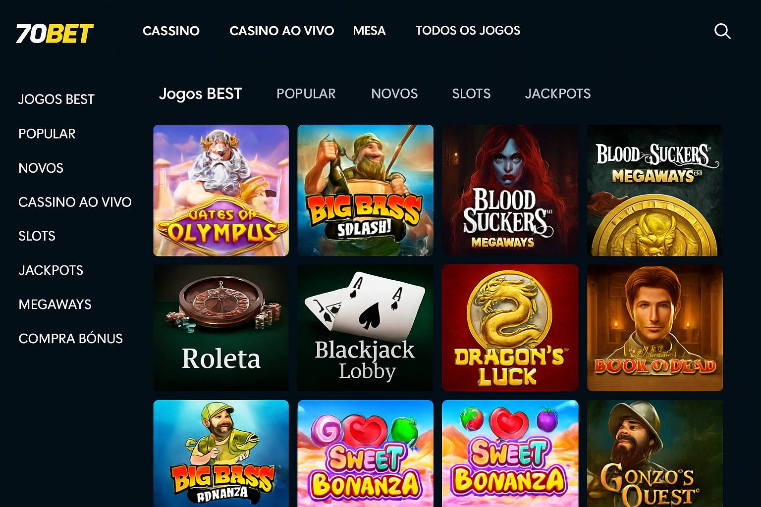 Jogos de cassino online 70BET